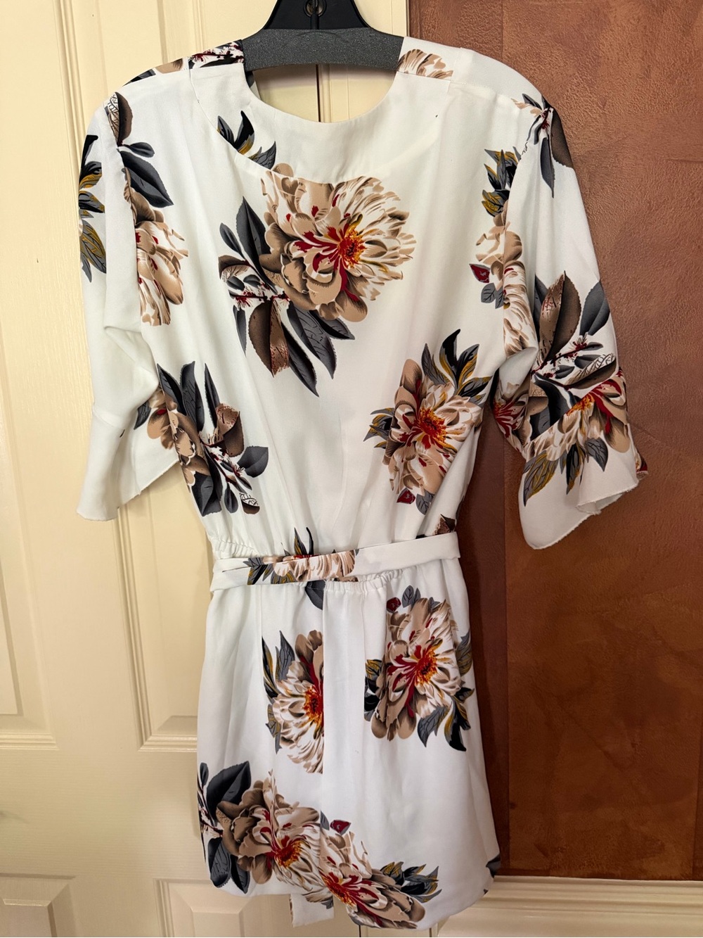 Saks Fifth Avenue White Floral Belted Mini Dress